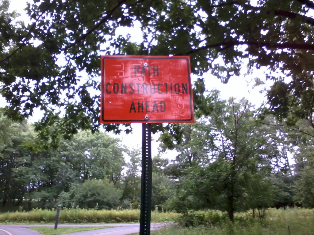 Bike path construction sign